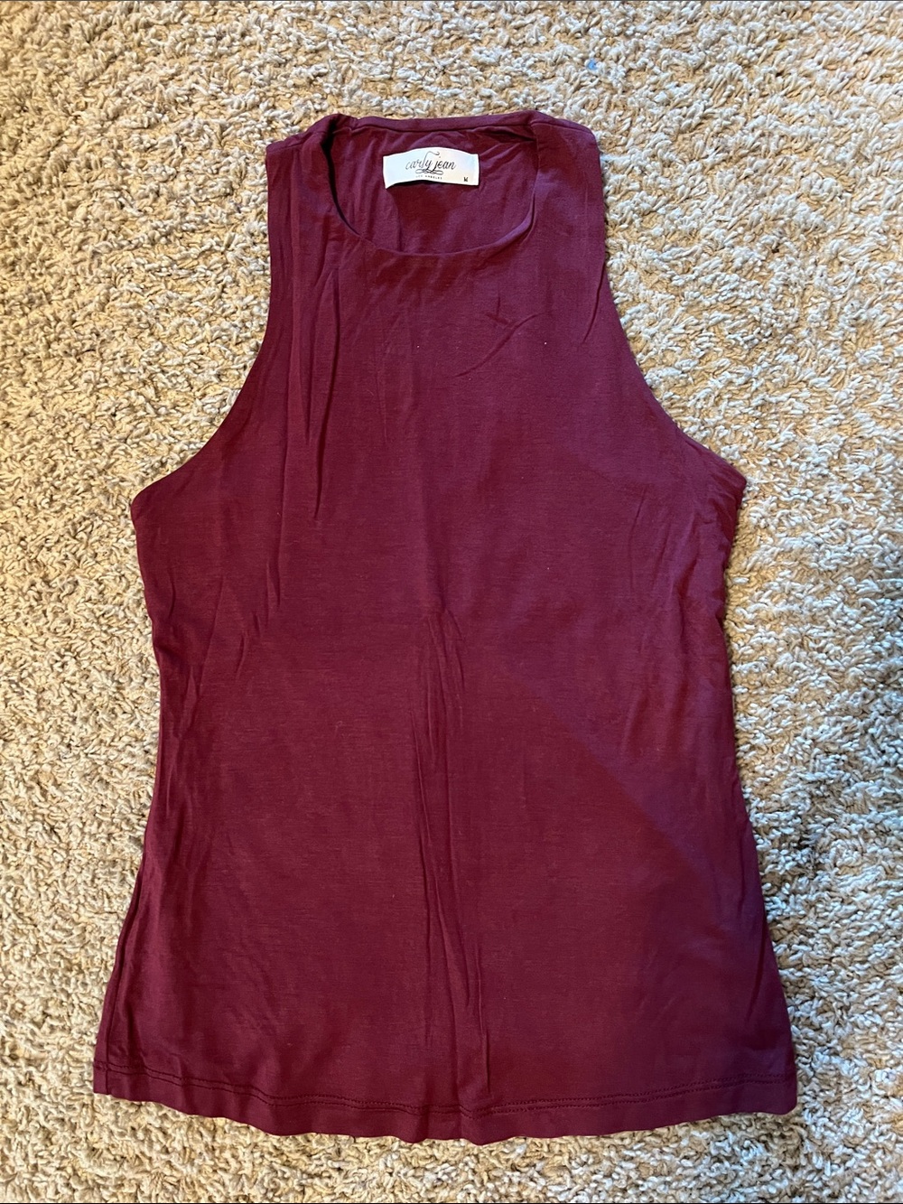 Carly Jean Los Angeles Sleeveless Tank Top - Burgundy